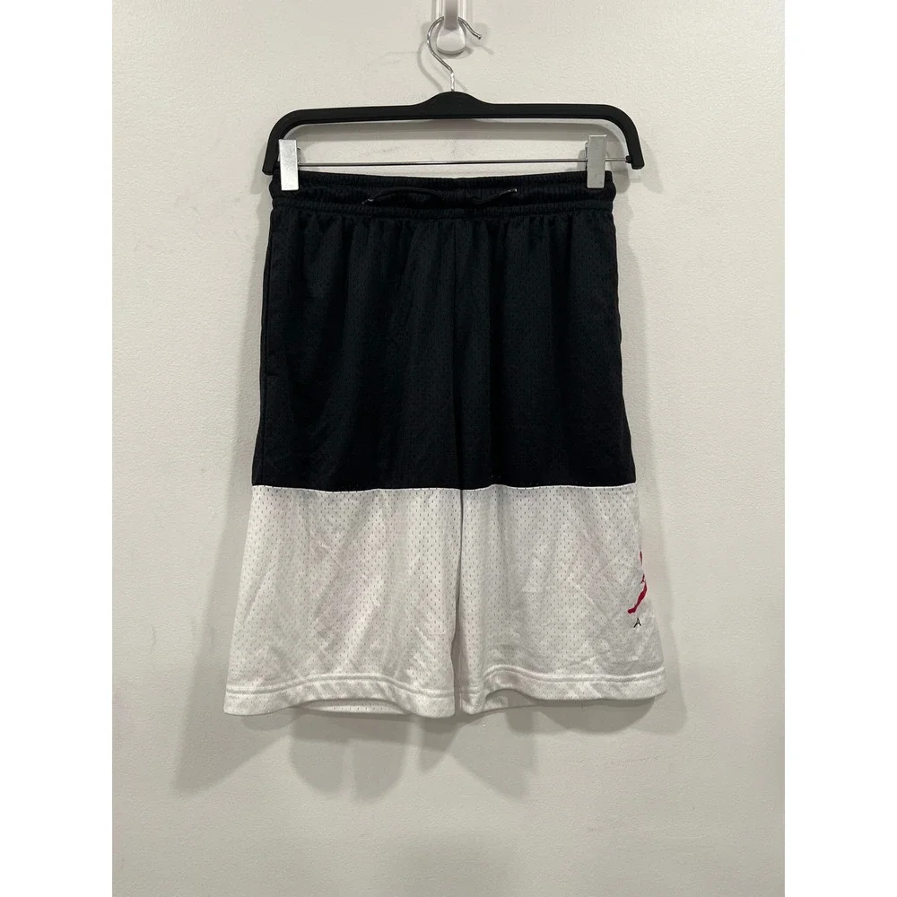 Jordan Basketball Shorts Kids Teen Boys Size XL Black White Mesh AIR Jumpman
